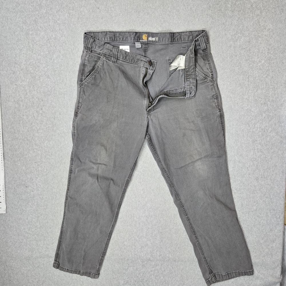 Carhartt Men Pants 40X30 Gray Work Pants Logo Relaxed READ